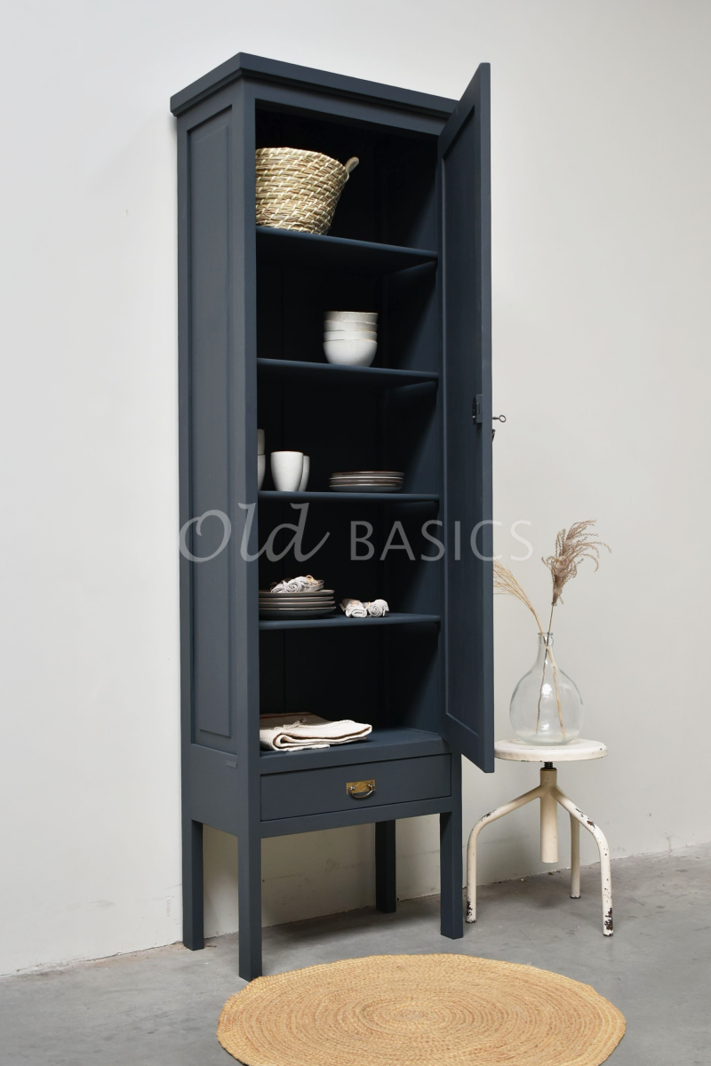 Detail van Smalle Kast Vertou, 1 deuren, RAL7016, grijs, materiaal hout